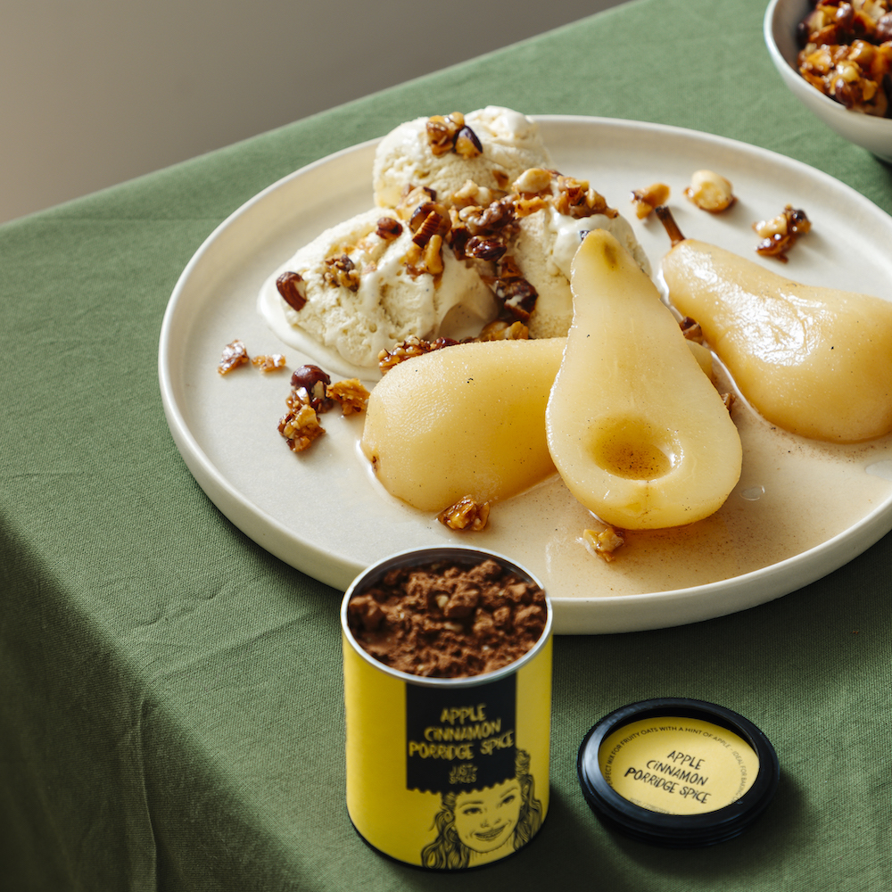 Poached Pear with Ice Cream Recipe