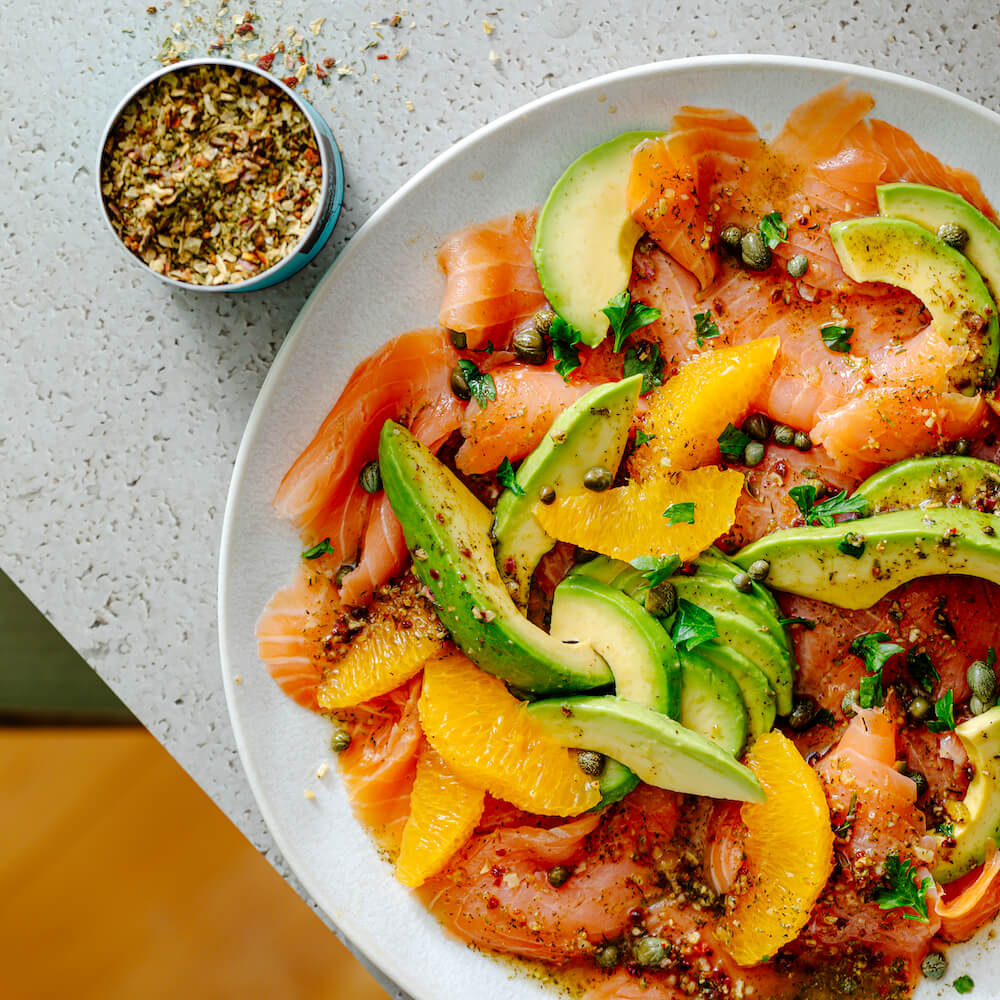 Salmon Carpaccio with Avocado and Orange Recipe