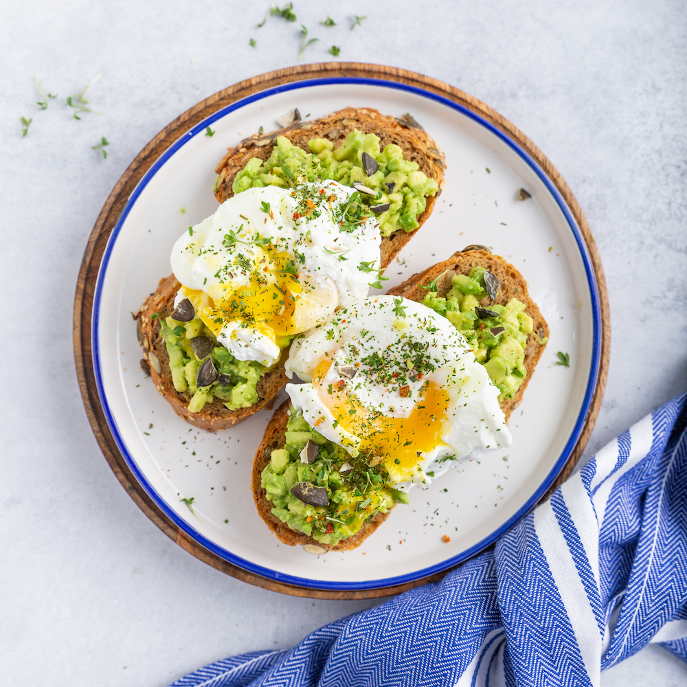 Poached eggs and avocado