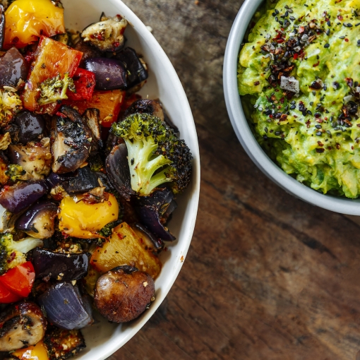 Oven-Roasted Vegetables with Guacamole
