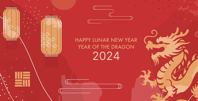 Red banner Year of the Dragon 2024
