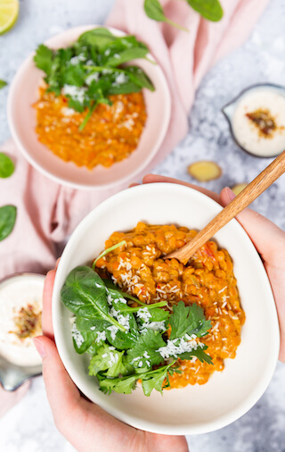 Lentil curry with Curry Madras seasoning from Just Spices